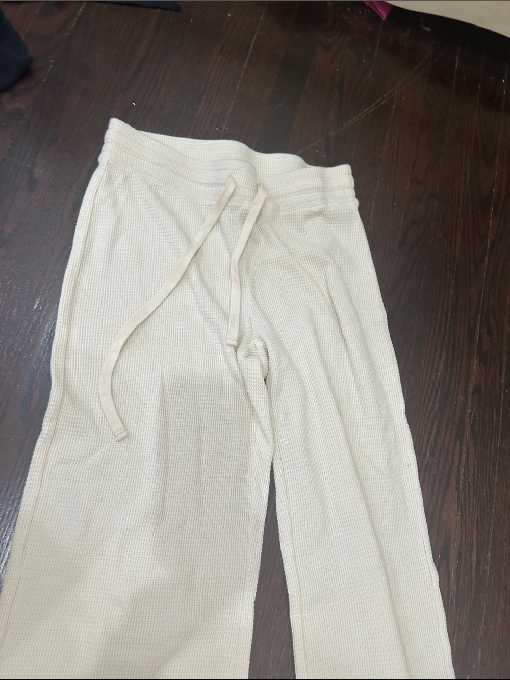 Aritzia Cream Waffle Knit Lounge Pants